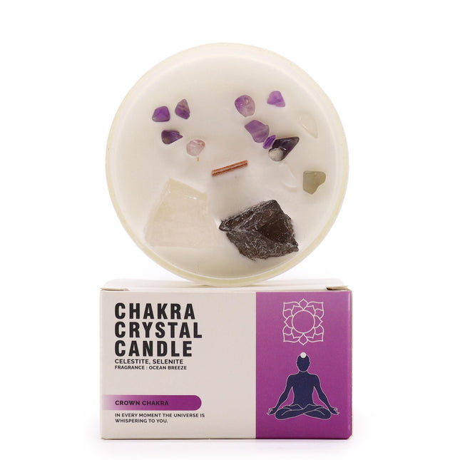 Crown Chakra Crystal Candle – Soy Wax Cozy Home Fragrance