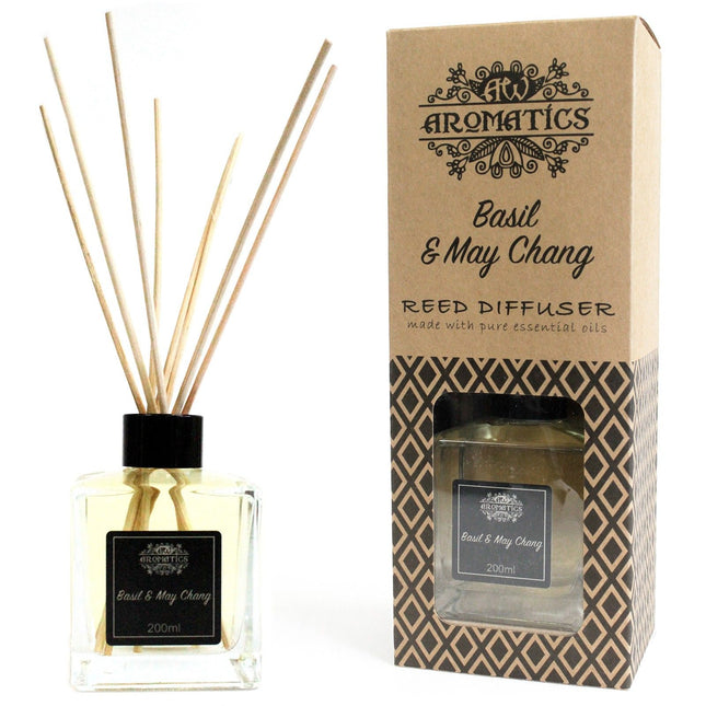 200ml Basil & May Chang Essential Oil Reed Diffuser | Fresh & Uplifting Home Fragrance