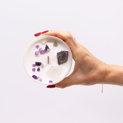 Kroonchakra kristalkaars – Sojawas, gezellige huisgeur