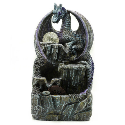 Fontaine d'intérieur de table Dragon violet avec boule de cristal 35 cm