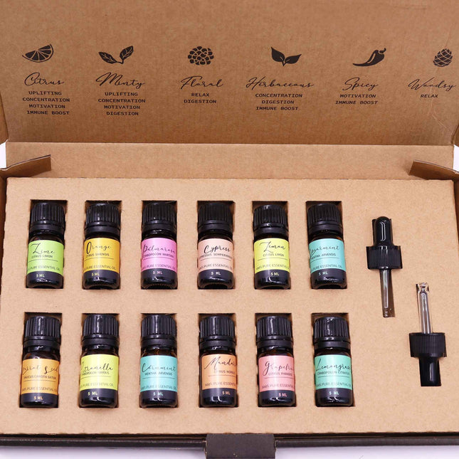 Summer Essential Oil Gift Set – 12 Pure Citrus & Fresh Aromatherapy Oils