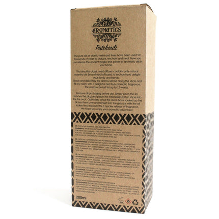 Patchouli Reed Diffuser 200ml – Natural Essential Oil Home Fragrance
