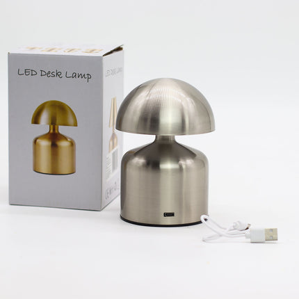 Touch tafellamp paddenstoel zilver – USB-C oplaadbare LED-lamp