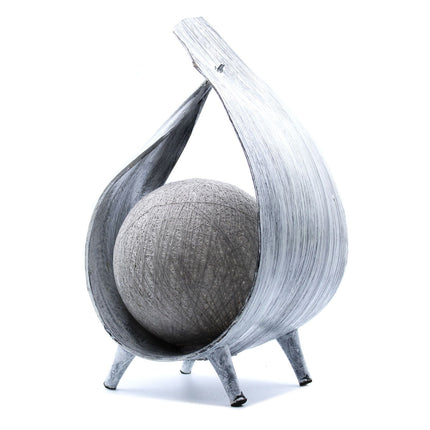 Lampe de table en noix de coco naturelle – Lampe bohème à revêtement gris délavé