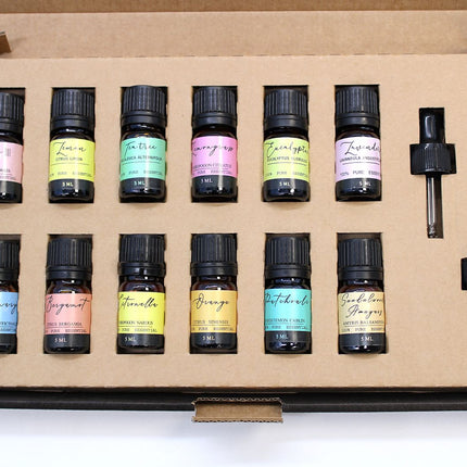 Essential Oil Gift Set – Top 12 Pure Aromatherapy Oils (5ml)