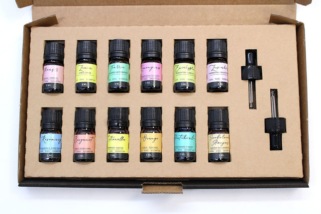 Essential Oil Gift Set – Top 12 Pure Aromatherapy Oils (5ml)