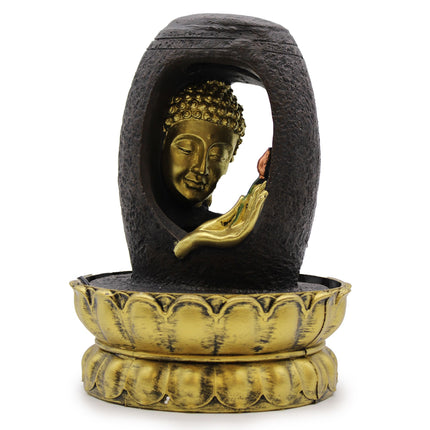 Tabletop Water Feature with Golden Buddha – Indoor Fountain 30 cm