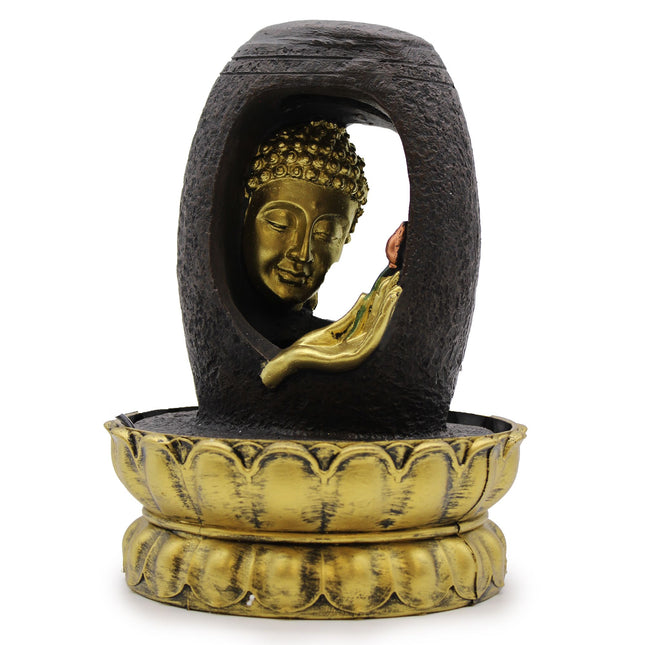 Tabletop Water Feature with Golden Buddha – Indoor Fountain 30 cm