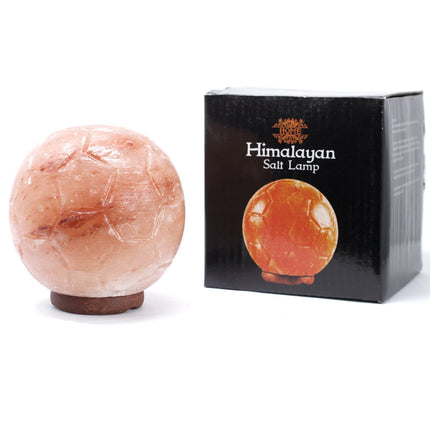 Himalaya zoutlamp in voetbalvorm – Tafellamp van natuurlijk kristal