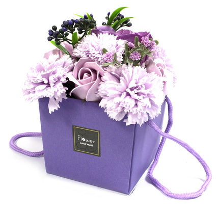 Soap Flower Bouquet – Lavender Rose & Carnation Bath Gift