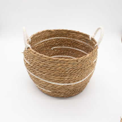 Cotton & Seagrass Large Basket Set – Natural Stripes (Set of 3)