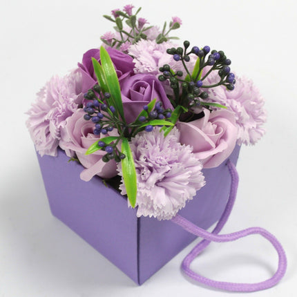 Soap Flower Bouquet – Lavender Rose & Carnation Bath Gift