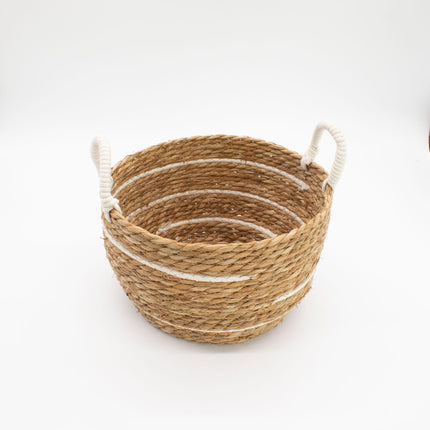 Cotton & Seagrass Large Basket Set – Natural Stripes (Set of 3)