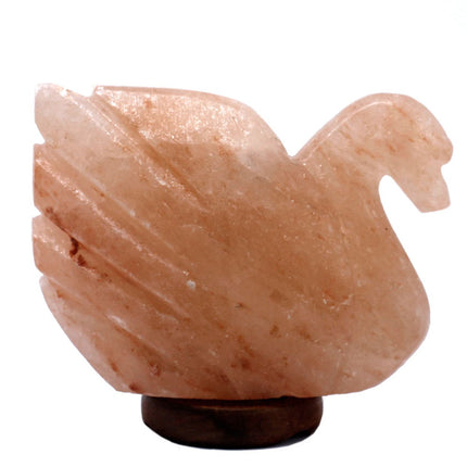 Himalaya zoutlamp in zwaanvorm – Tafellamp van natuurlijk kristal, 18 cm