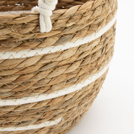 Cotton & Seagrass Large Basket Set – Natural Stripes (Set of 3)