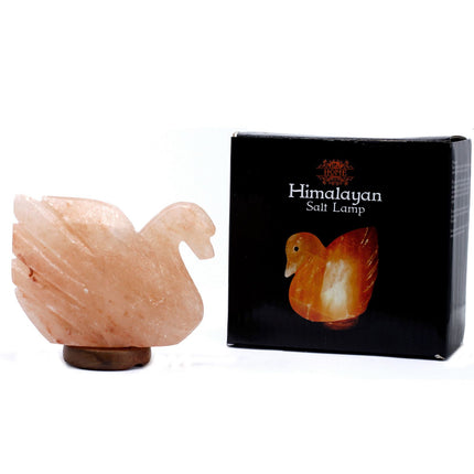 Himalaya zoutlamp in zwaanvorm – Tafellamp van natuurlijk kristal, 18 cm