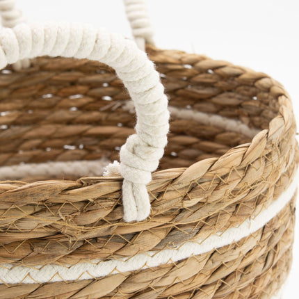 Cotton & Seagrass Large Basket Set – Natural Stripes (Set of 3)