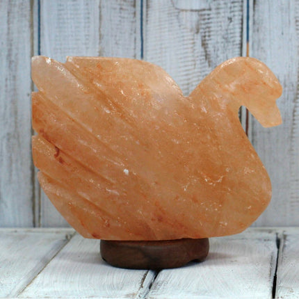 Himalaya zoutlamp in zwaanvorm – Tafellamp van natuurlijk kristal, 18 cm