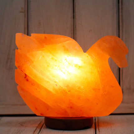 Himalaya zoutlamp in zwaanvorm – Tafellamp van natuurlijk kristal, 18 cm