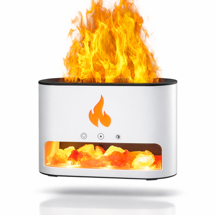 Blaze Aroma Diffuser – Himalayan Salt Chamber – USB-C Flame Effect (Salt Included)